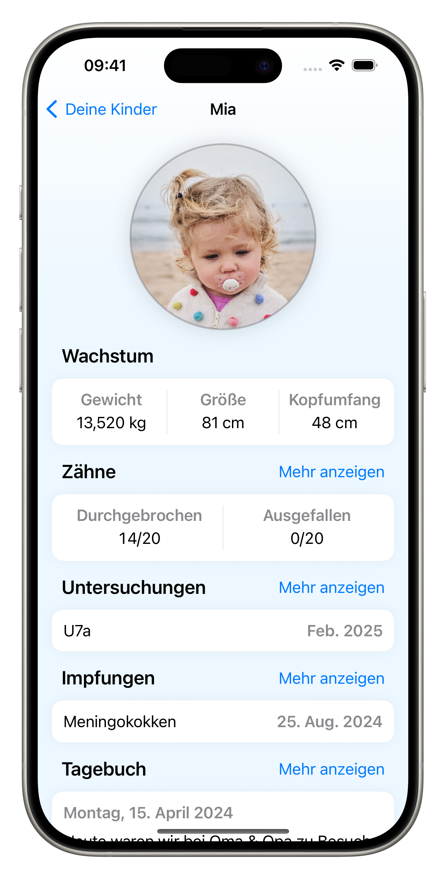 Impfungen und Untersuchungen Ansicht